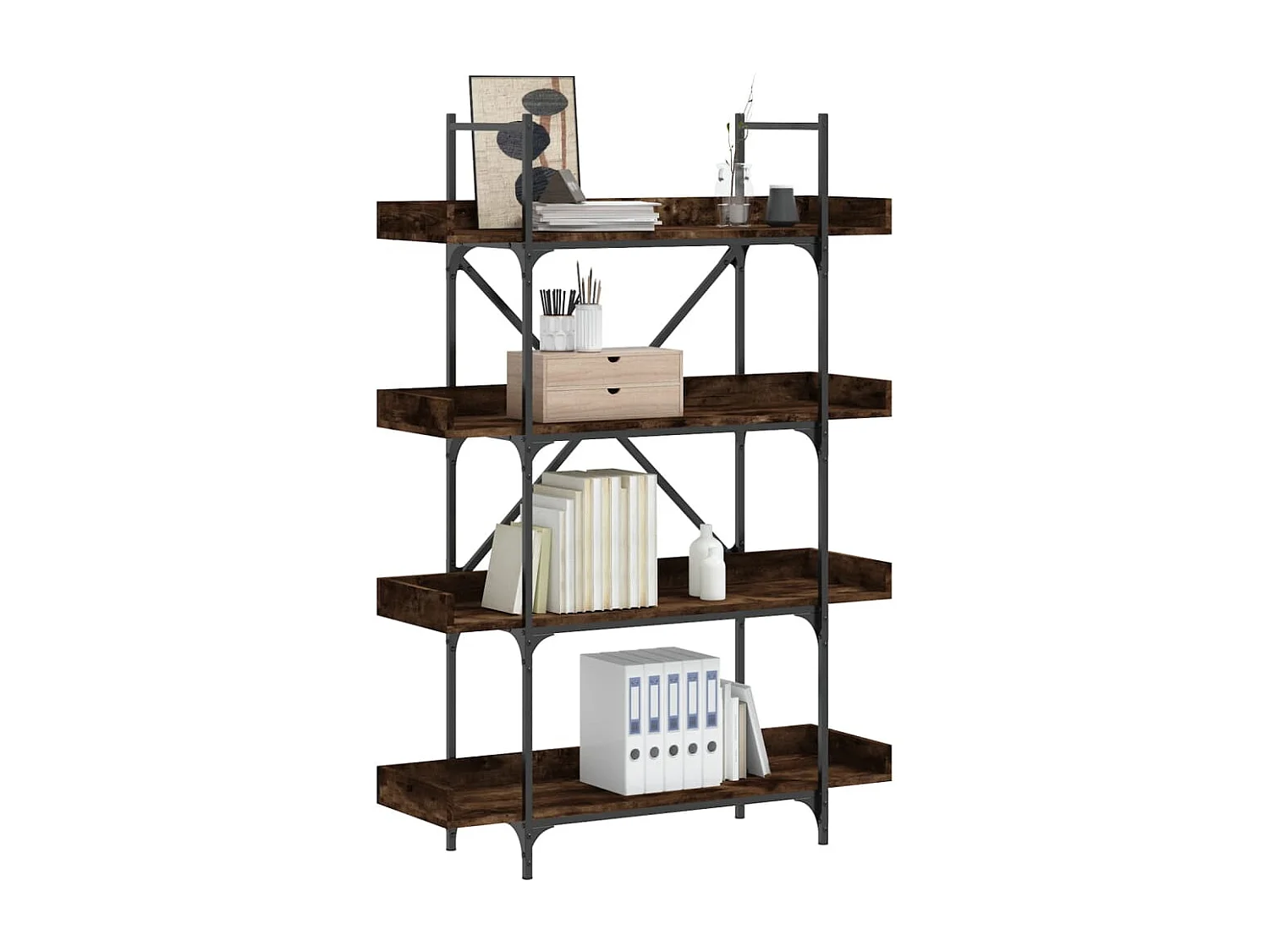 Libreria a 4 ripiani rovere affumicato 100x33x145,5 cm