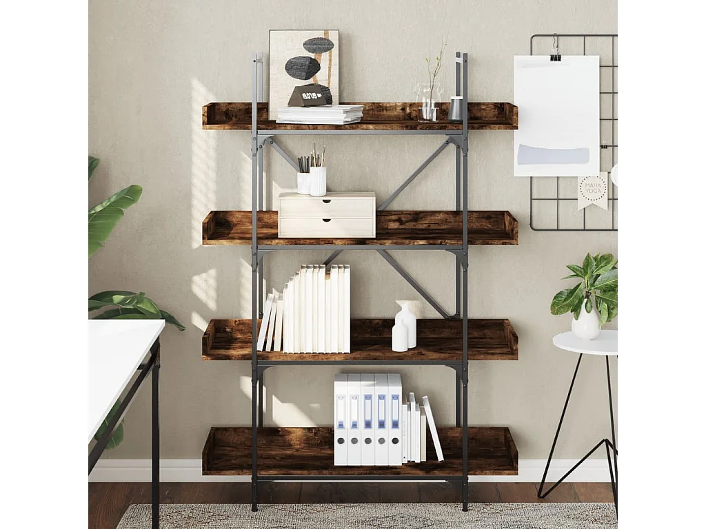 Libreria a 4 ripiani rovere affumicato 100x33x145,5 cm