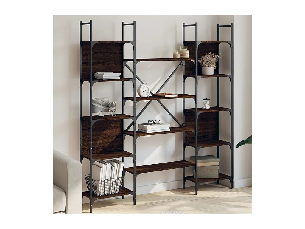 Bruine eikenhouten boekenkast 155,5x24x166,5 cm bewerkt hout