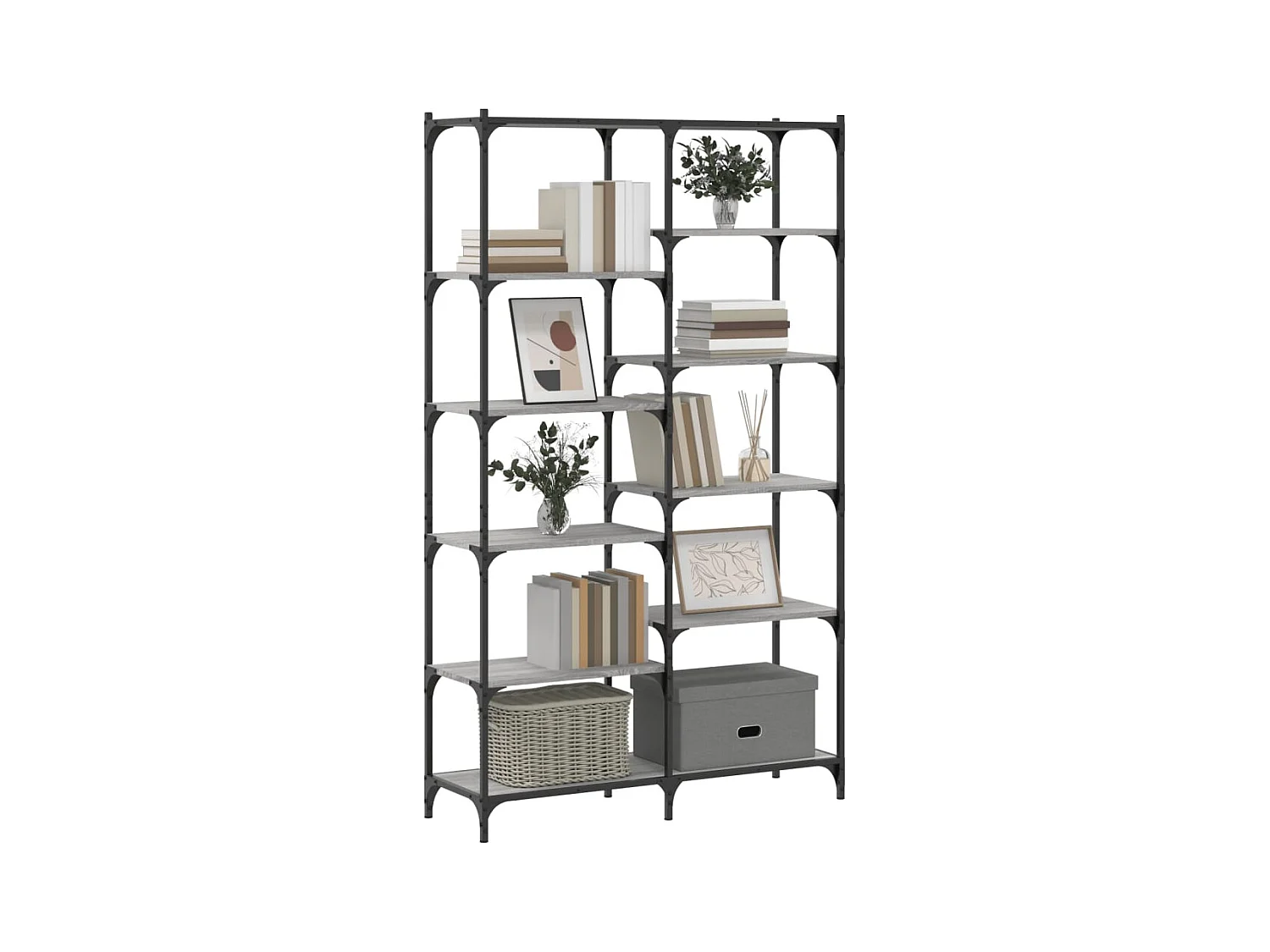 Libreria grigia Sonoma 100x32x170 cm in legno ingegnerizzato e ferro