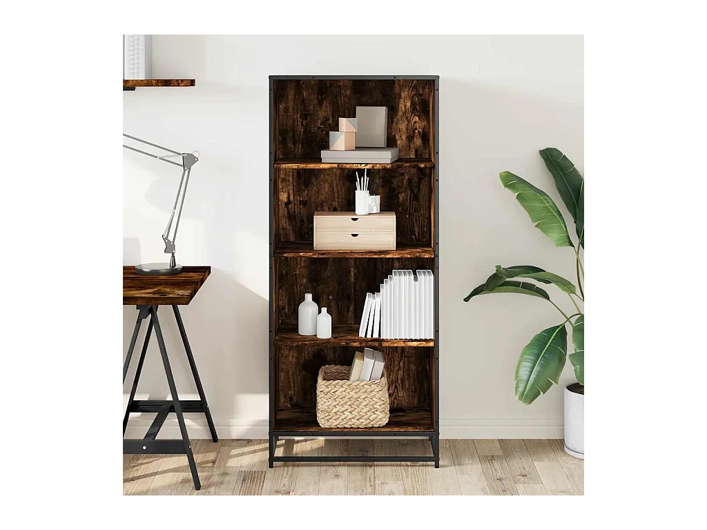 Bibliothèque chêne fumé 60x35x139 cm bois d'ingénierie