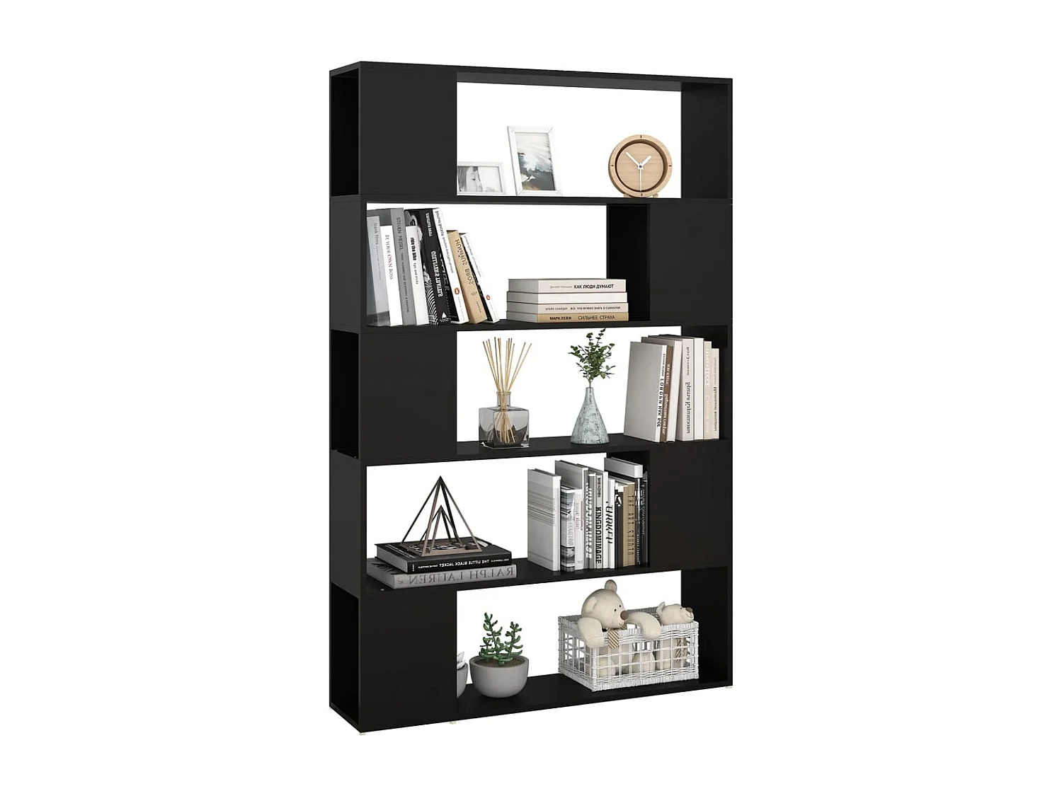 Boekenkast kamerverdeler zwart bewerkt hout