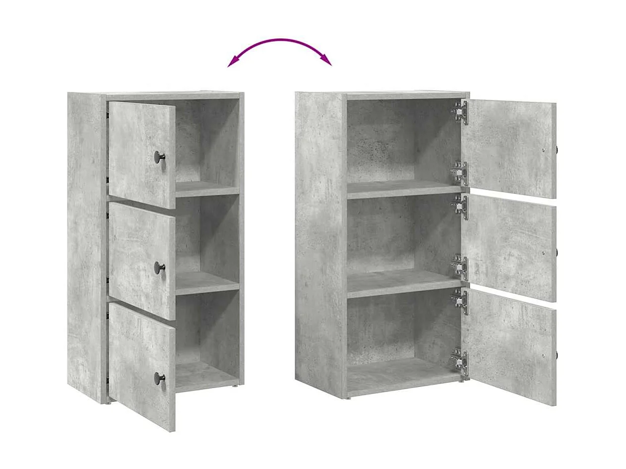 Bibliothèque gris béton 40x24x77 cm bois d'ingénierie