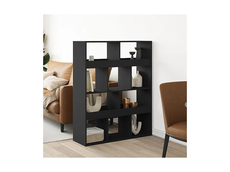 Parete divisoria nera 100x33x125,5 cm in legno ingegnerizzato