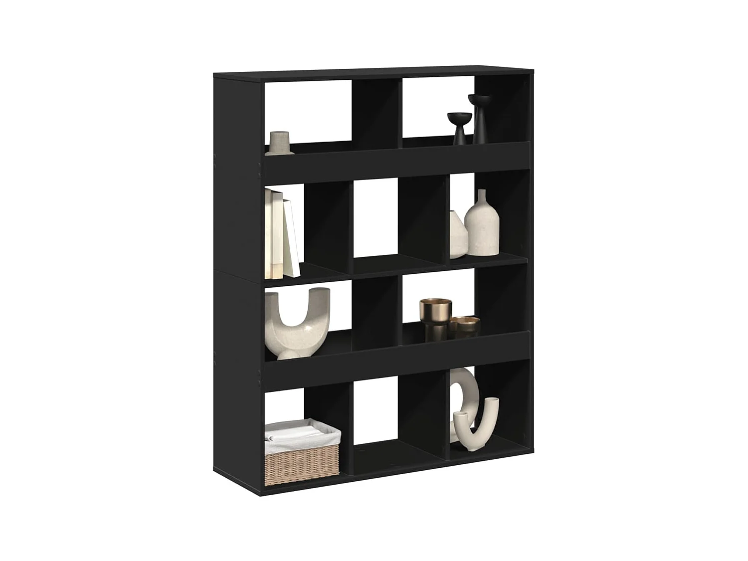 Parete divisoria nera 100x33x125,5 cm in legno ingegnerizzato