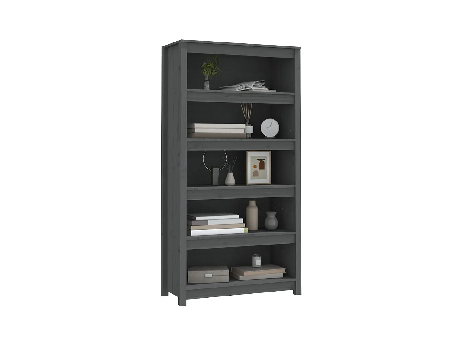 Bibliothèque Gris 80x35x154 cm Bois de pin massif