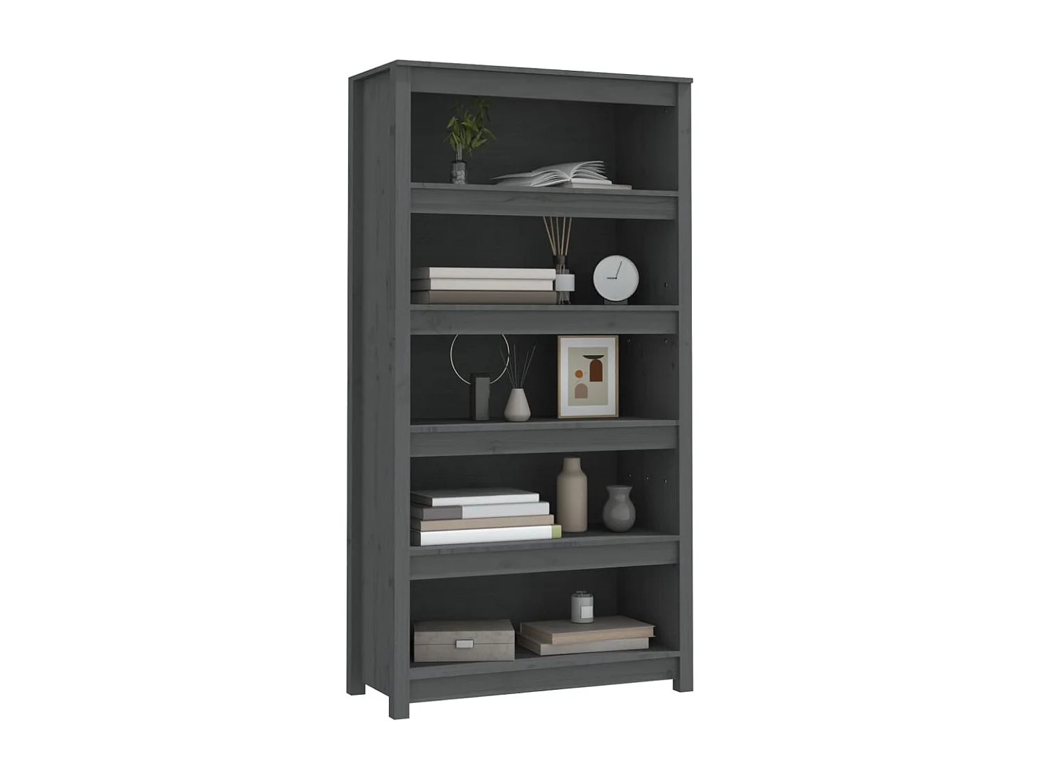 Bibliothèque Gris 80x35x154 cm Bois de pin massif
