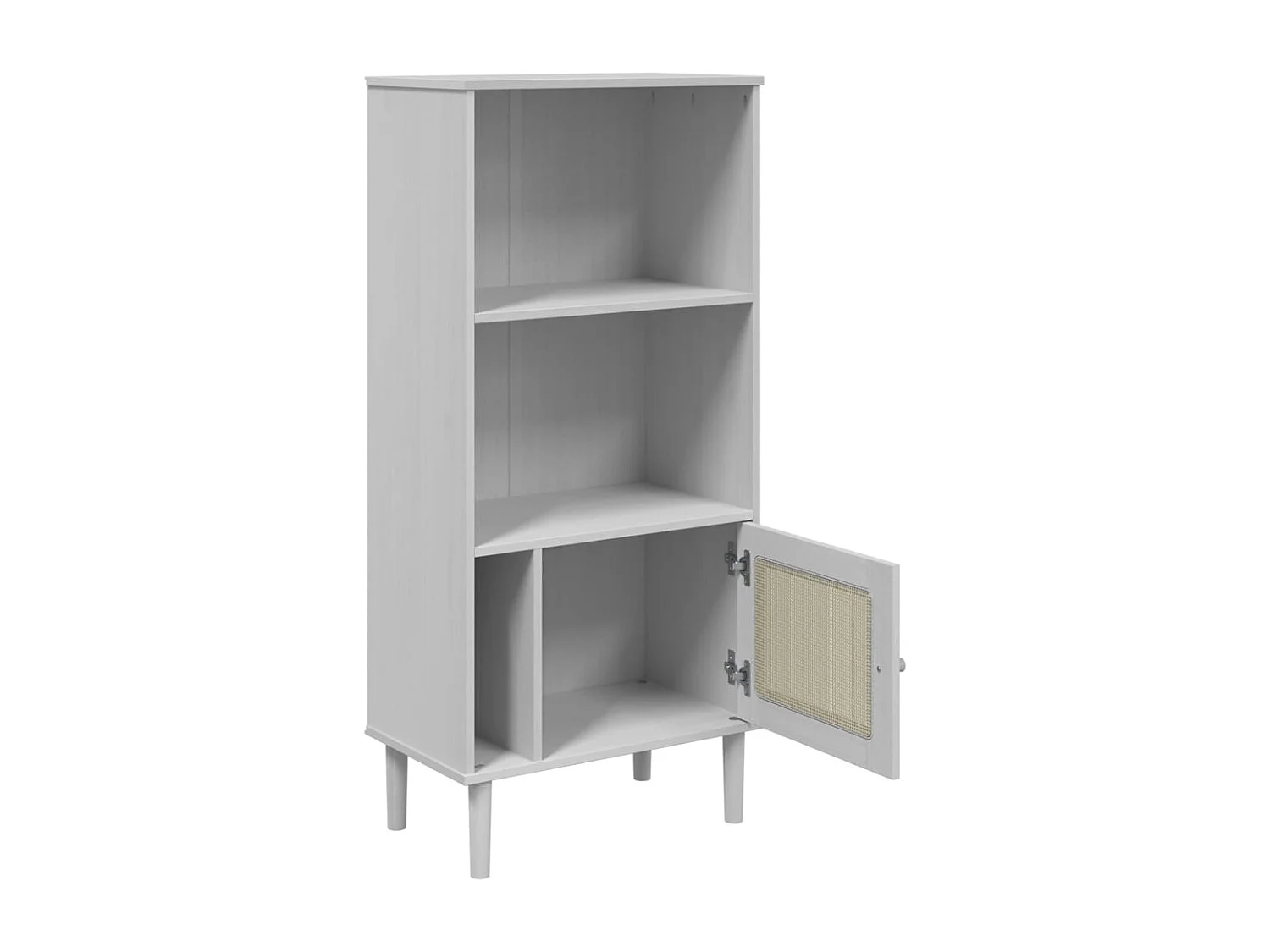 Bibliothèque SENJA aspect de rotin blanc bois massif de pin