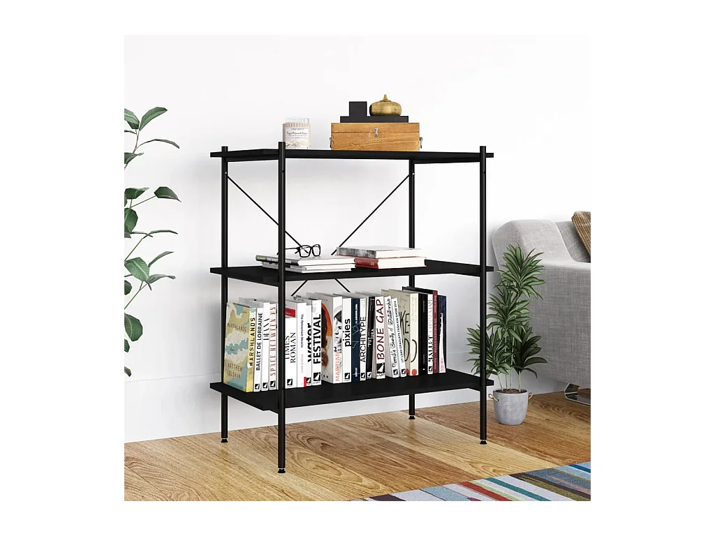 Étagère à 3 niveaux Noir 80x40x92 cm