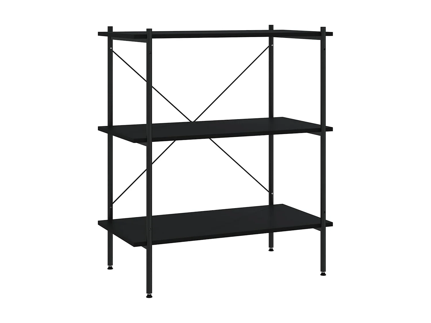 Scaffale a 3 ripiani Nero 80x40x92 cm