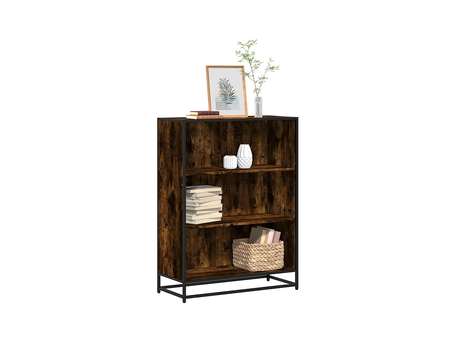 Bibliothèque chêne fumé 80,5x35x107,5 cm bois d'ingénierie