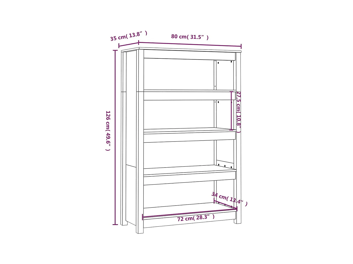 Bibliothèque Marron miel 80x35x126 cm Bois de pin massif