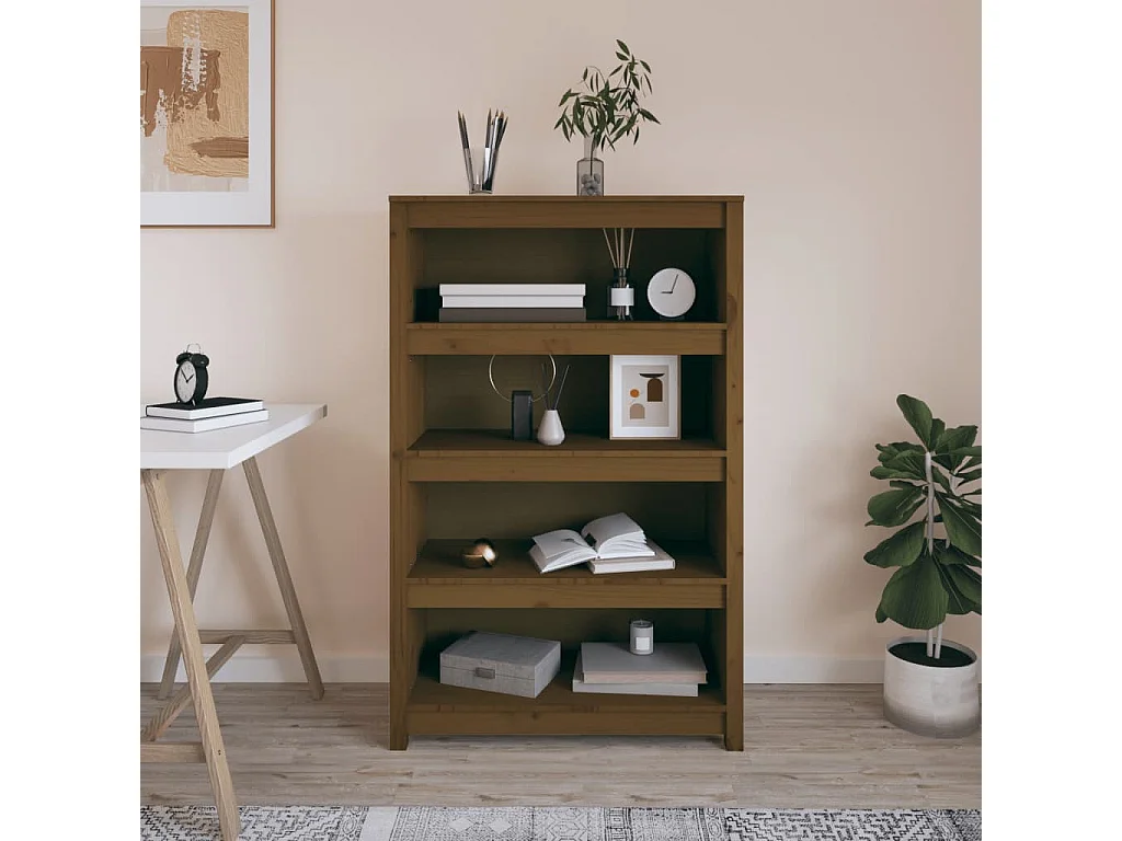 Bibliothèque Marron miel 80x35x126 cm Bois de pin massif