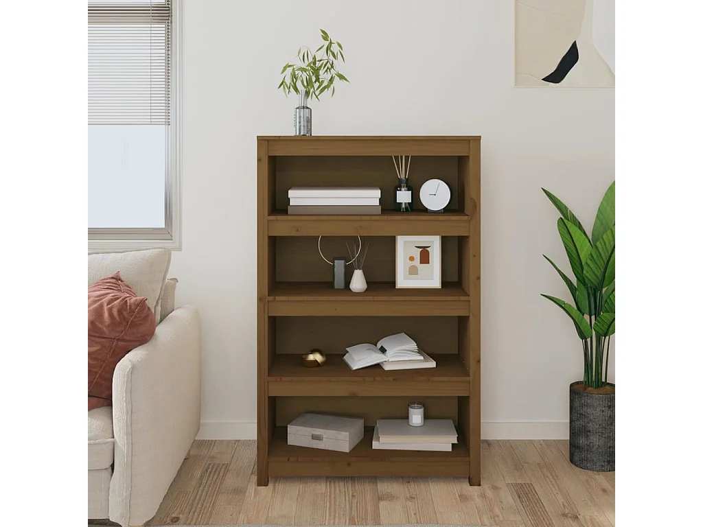 Bibliothèque Marron miel 80x35x126 cm Bois de pin massif
