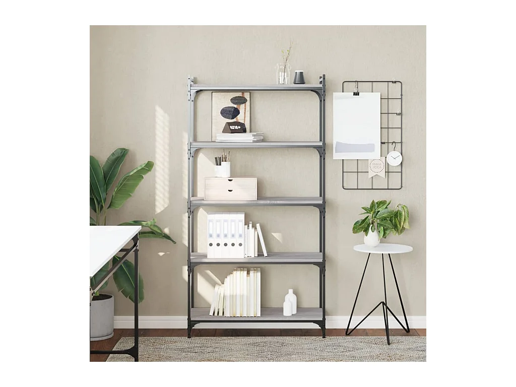 Bücherregal mit 5 Etagen, Sonoma-Grau, 80 x 30 x 154 cm
