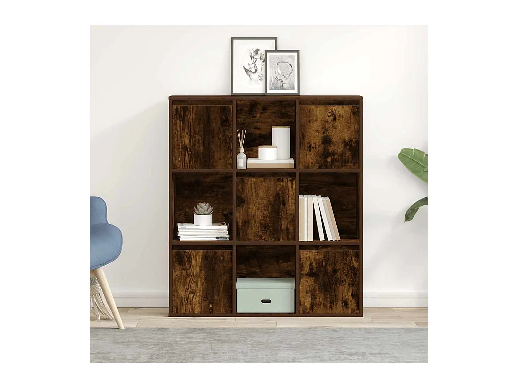 Bibliothèque chêne fumé 89x24x101,5 cm bois d'ingénierie