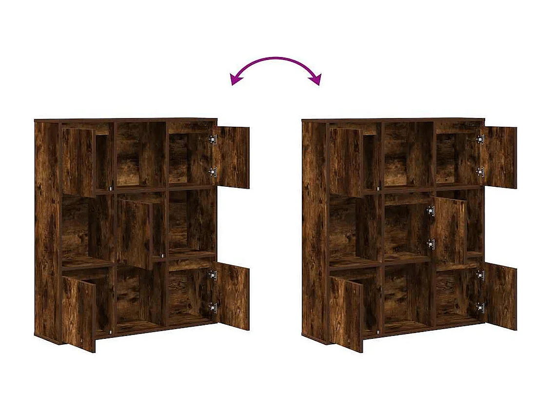 Bibliothèque chêne fumé 89x24x101,5 cm bois d'ingénierie