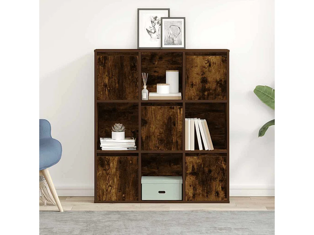 Boekenkast van gerookt eikenhout 89x24x101,5 cm bewerkt hout