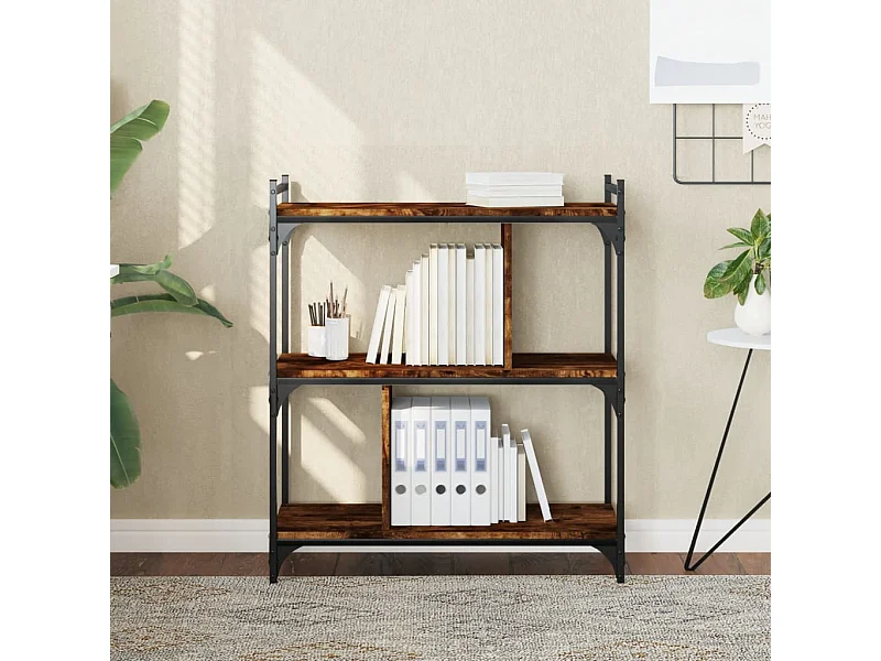 Libreria a 3 ripiani in rovere affumicato 76x32x88 cm in legno ingegnerizzato