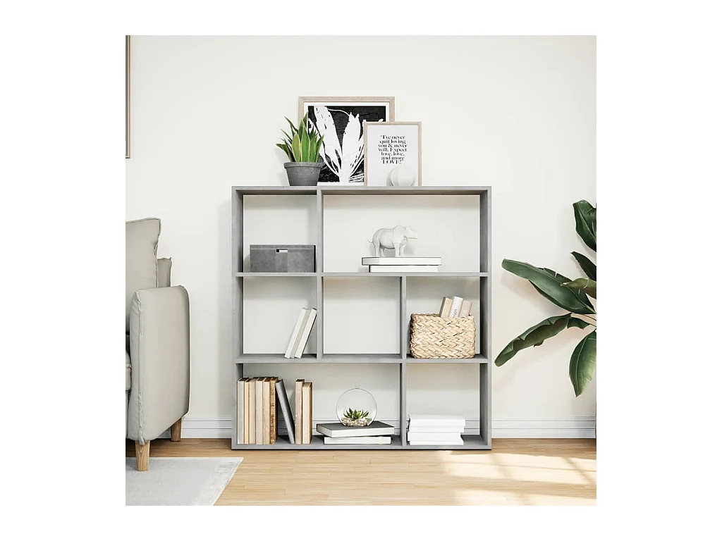 Betongrijze kamerverdelerplank 102x29x103,5 cm