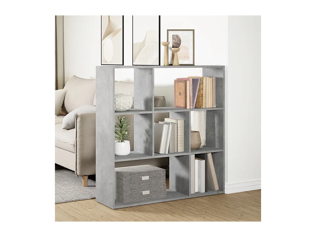 Betongrijze kamerverdelerplank 102x29x103,5 cm