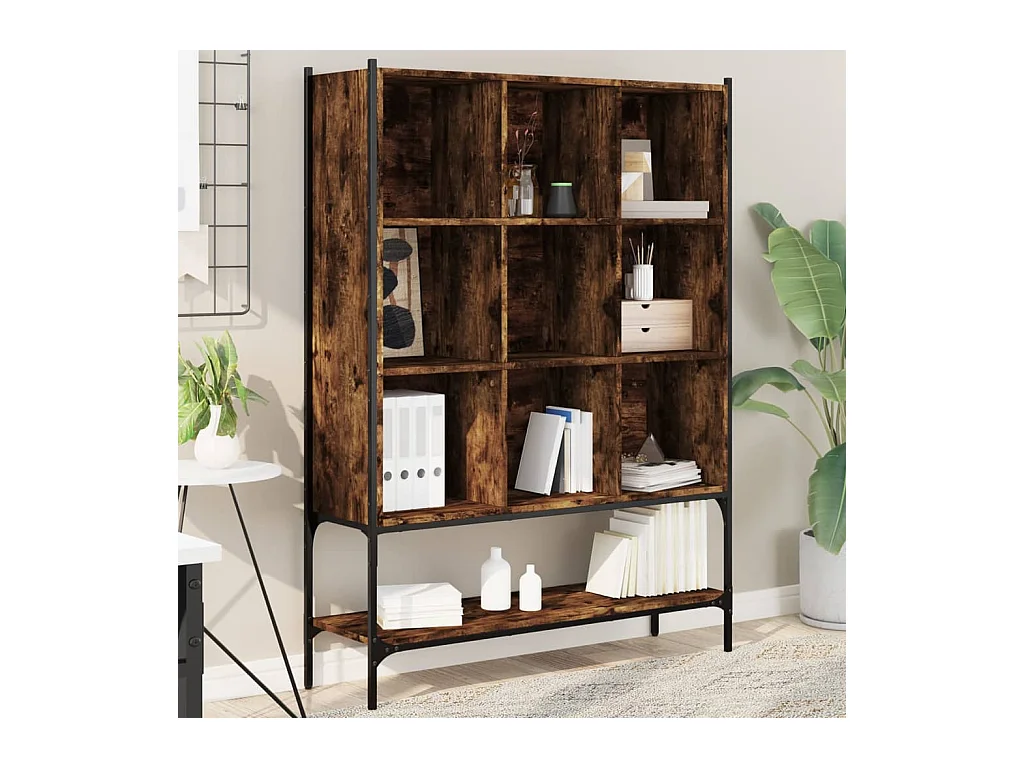 Bibliothèque chêne fumé 102x30x141,5 cm bois d'ingénierie