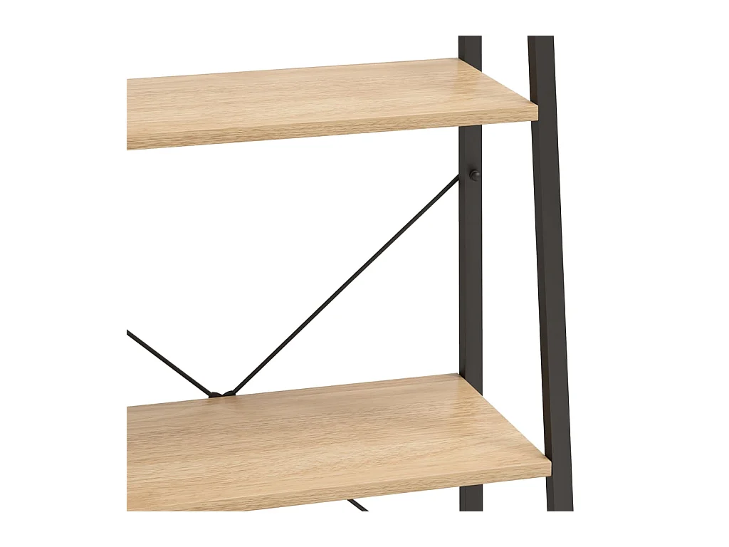 Étagère sur pied 3 niveaux Marron clair et noir 56x35x108 cm