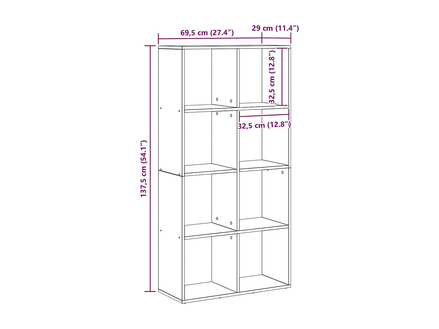 Bibliothèque Chêne noir 69.5 x 29 x 137.5 cm Bois d'ingénierie