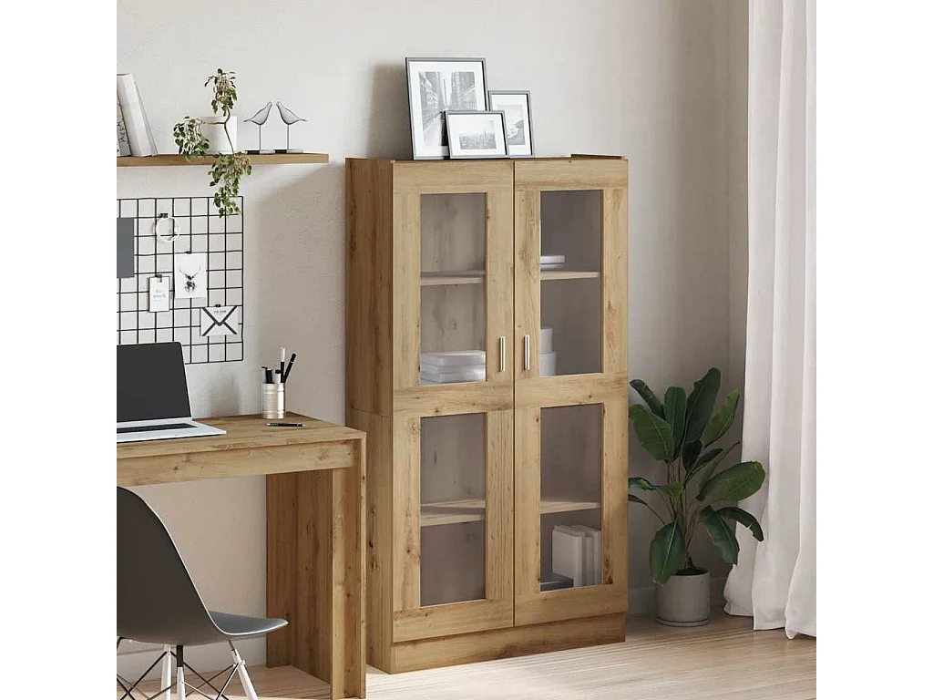 Aparador alto en madera de roble labrada artesanalmente 82,5x30,5x150 cm