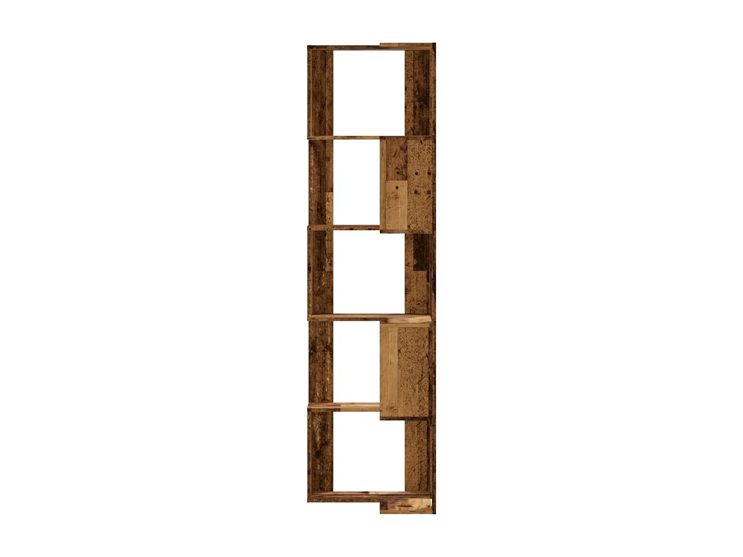Libreria angolare a 5 ripiani in legno di recupero e legno ingegnerizzato