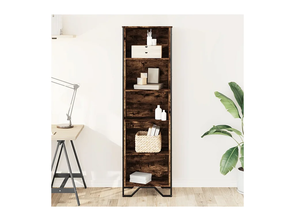 Gerookte eikenhouten boekenkast 50x31x169 cm bewerkt hout