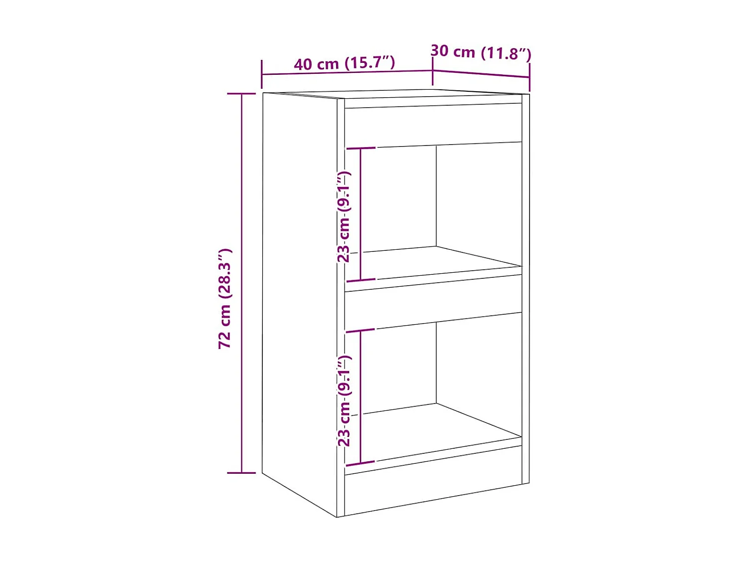 Bibliothèque/Séparateur de pièce chêne artisanal 40x30x72 cm
