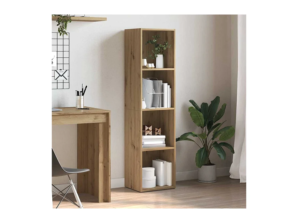 Bibliothèque chêne artisanal 36x30x143 cm bois d'ingénierie