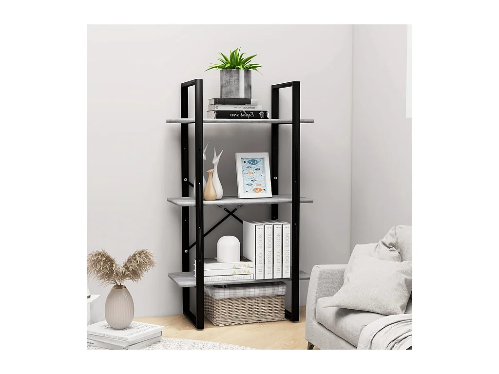 Étagère de rangement gris béton 60x30x105 cm bois d'ingénierie