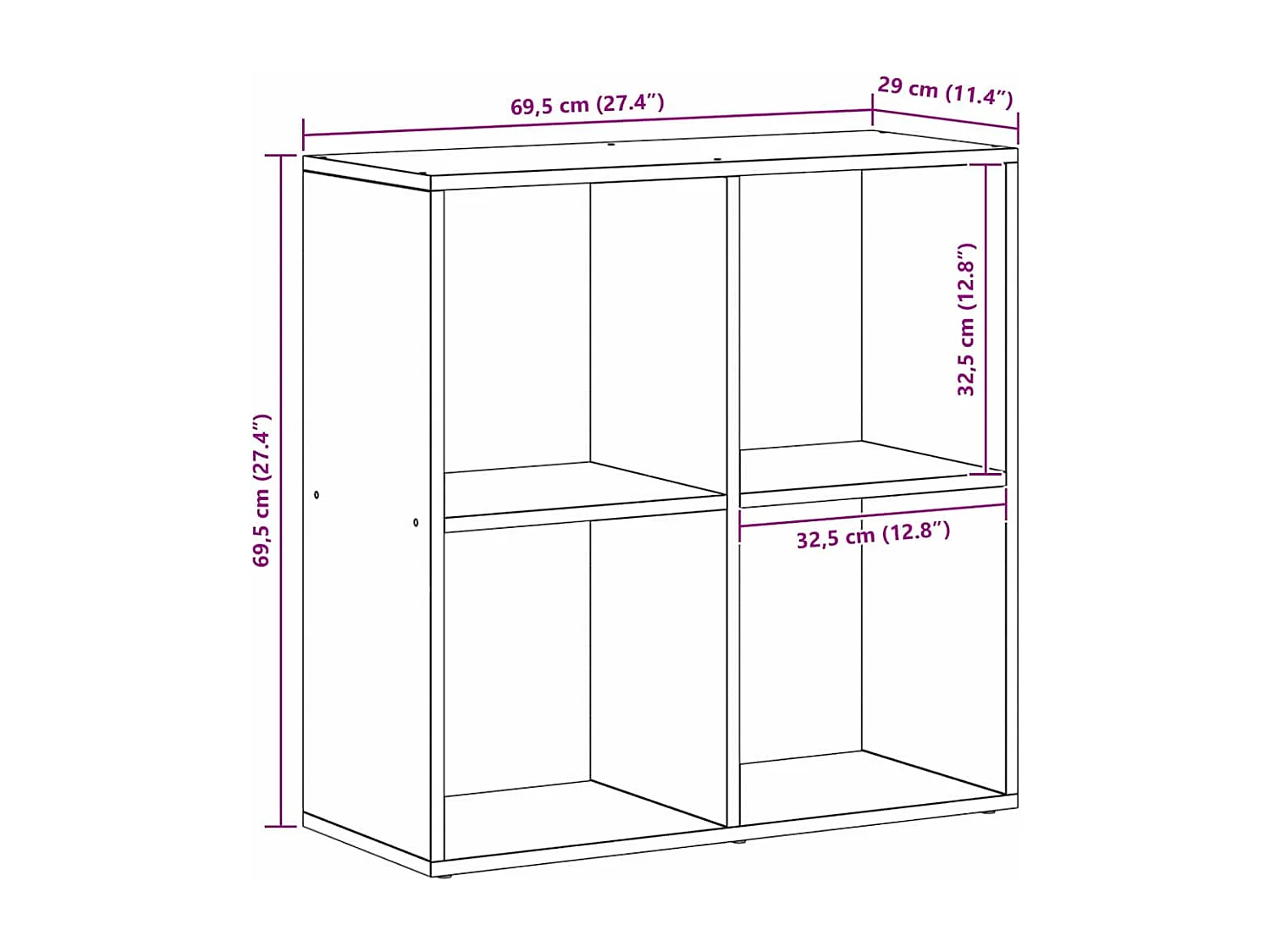 Bibliothèque Chêne noir 69.5 x 29 x 69.5 cm Bois d'ingénierie