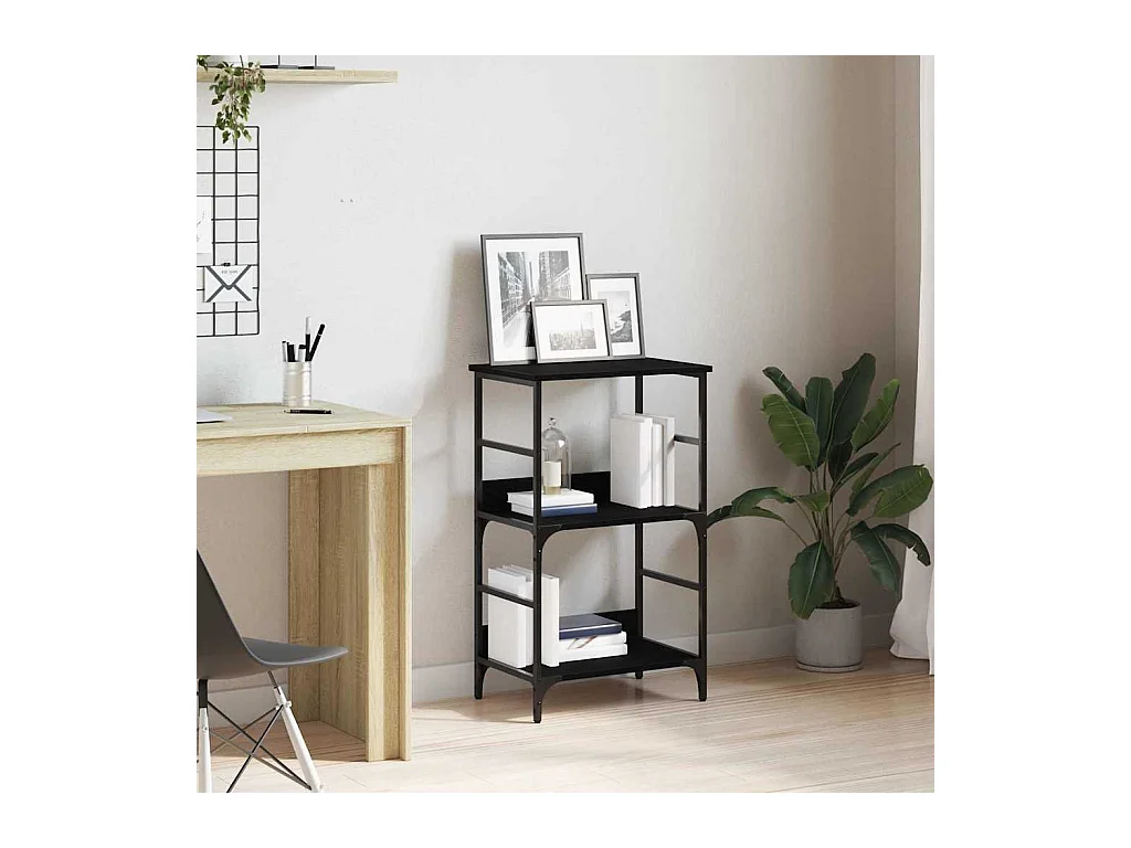 Bibliothèque Chêne Noir 50x33x82 cm Bois d'ingénierie et Acier