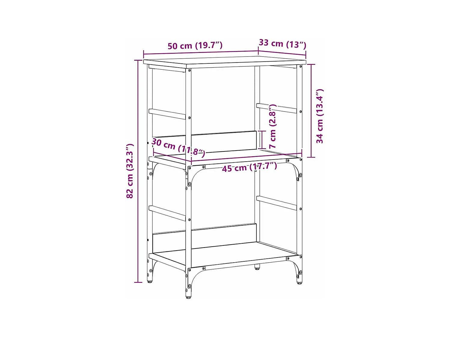 Bibliothèque Chêne Noir 50x33x82 cm Bois d'ingénierie et Acier