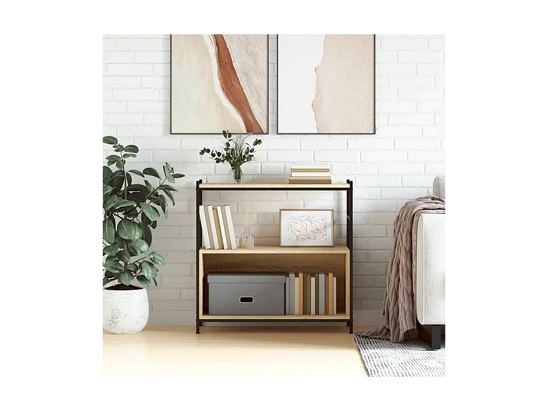 Libreria in rovere Sonoma 80x30x78,5cm in legno ingegnerizzato e ferro