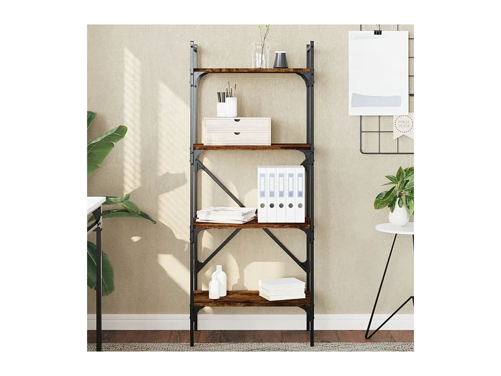 Bibliothèque à 4 niveaux chêne fumé 56x31,5x138,5 cm