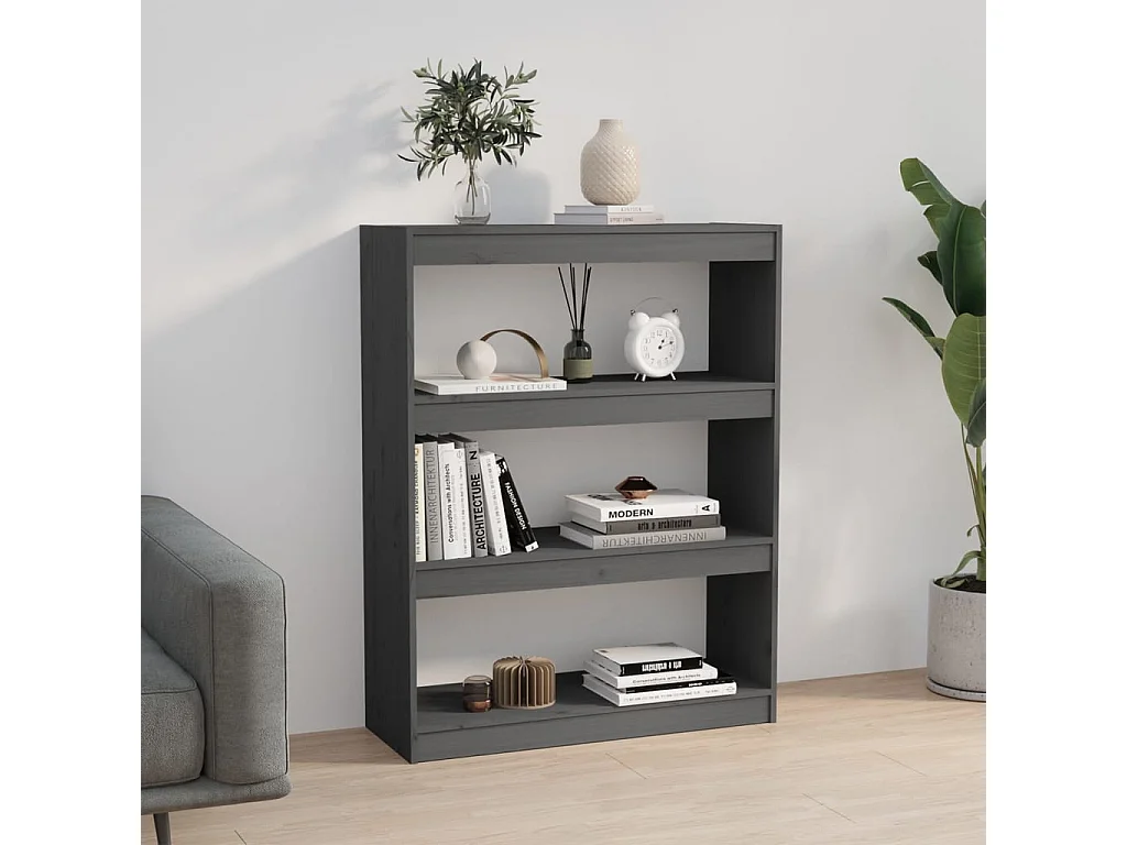 Bibliothèque/Séparateur de pièce Gris 80x30x103,5 cm Pin massif