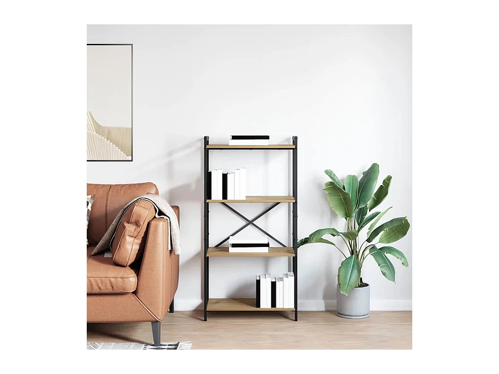 Librería artesanal de roble 60 x 30 x 118 cm Madera y Acero