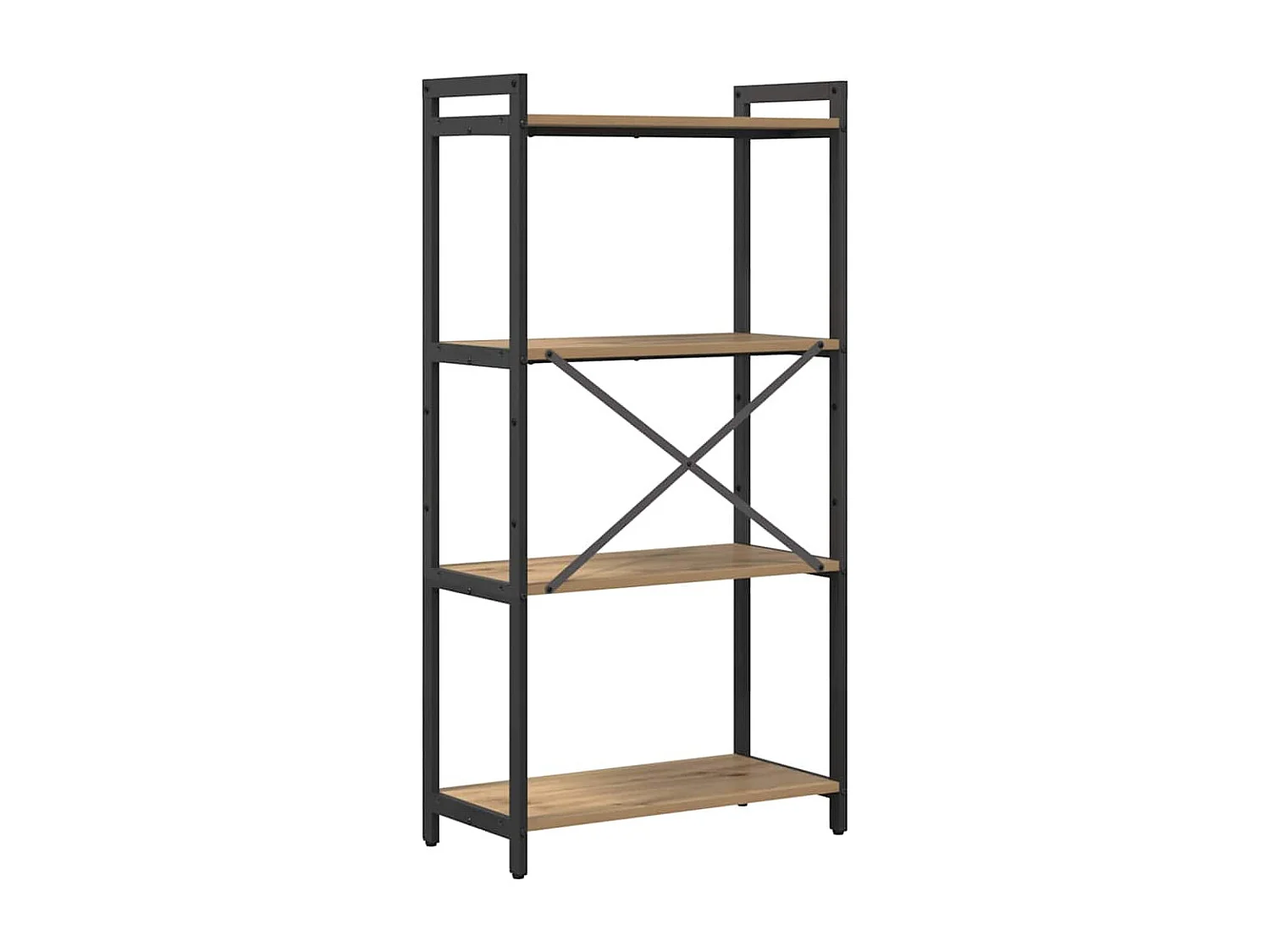 Bibliothèque chêne artisanal 60 x 30 x 118 cm Bois et Acier