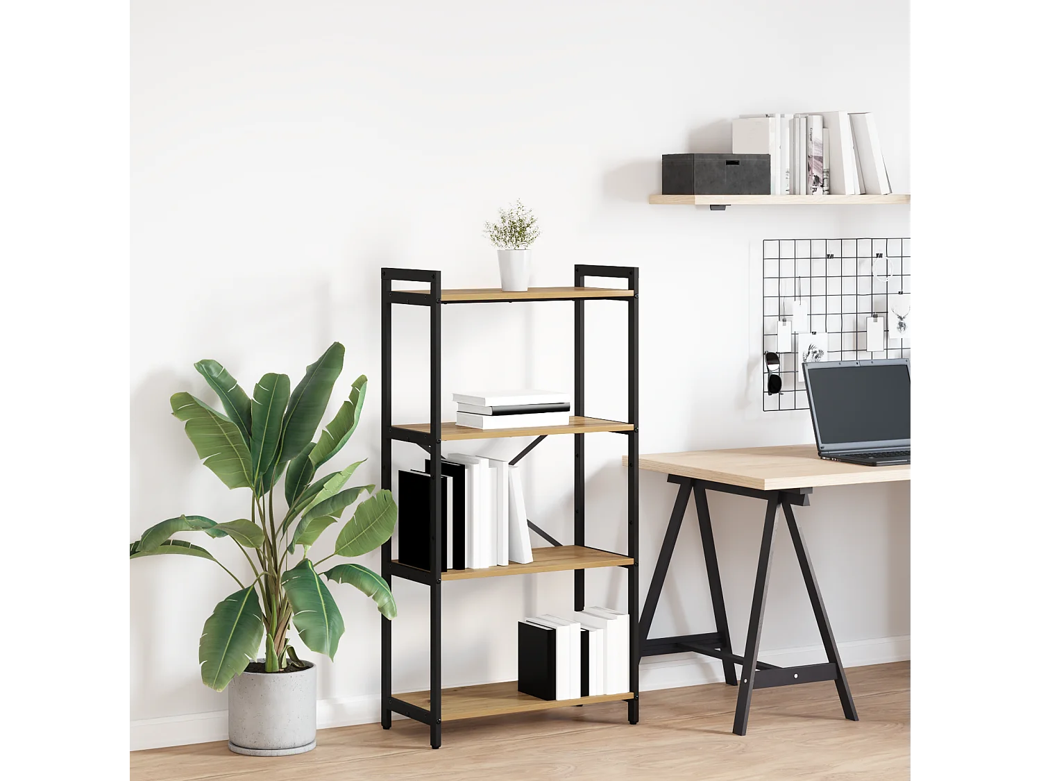 Handgefertigtes Bücherregal aus Eichenholz 60 x 30 x 118 cm Holz und Stahl