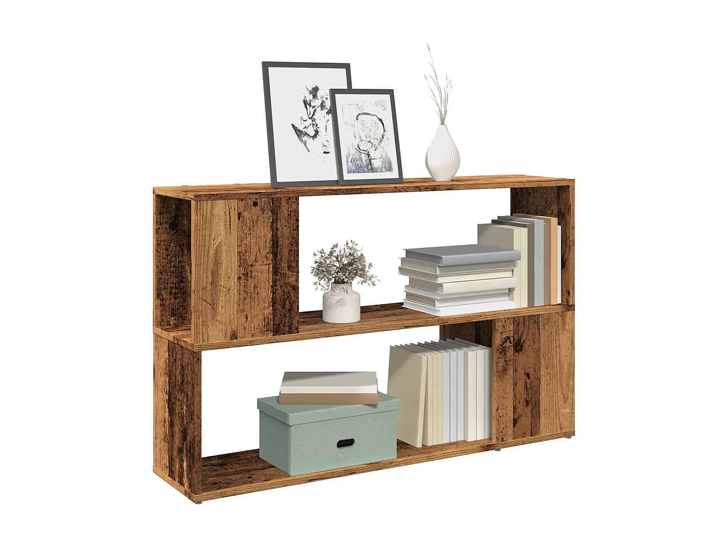 Bibliothèque vieux bois 100x24x63 cm bois d'ingénierie