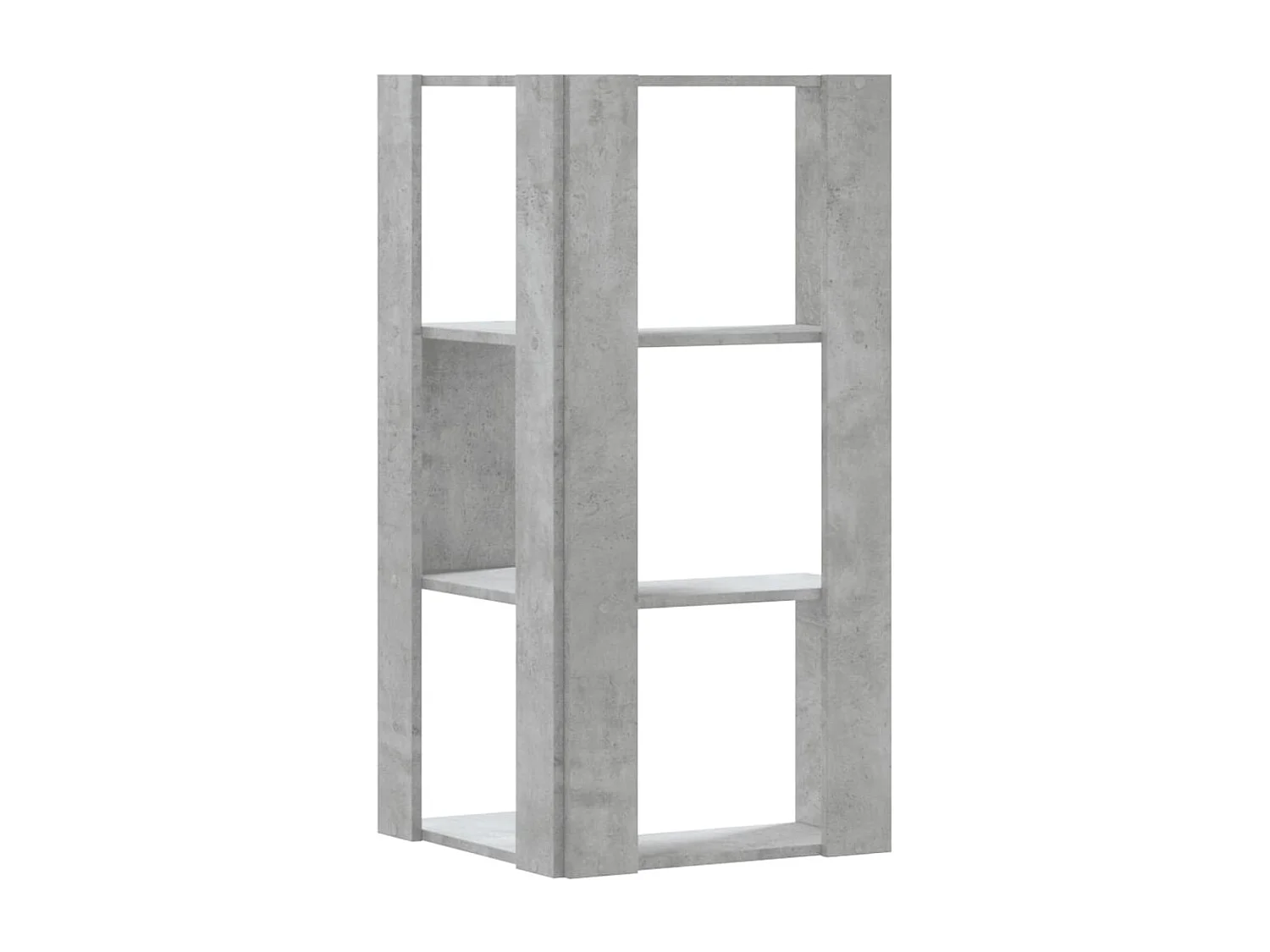 Betongrijze 3-laags hoekboekenkast van bewerkt hout