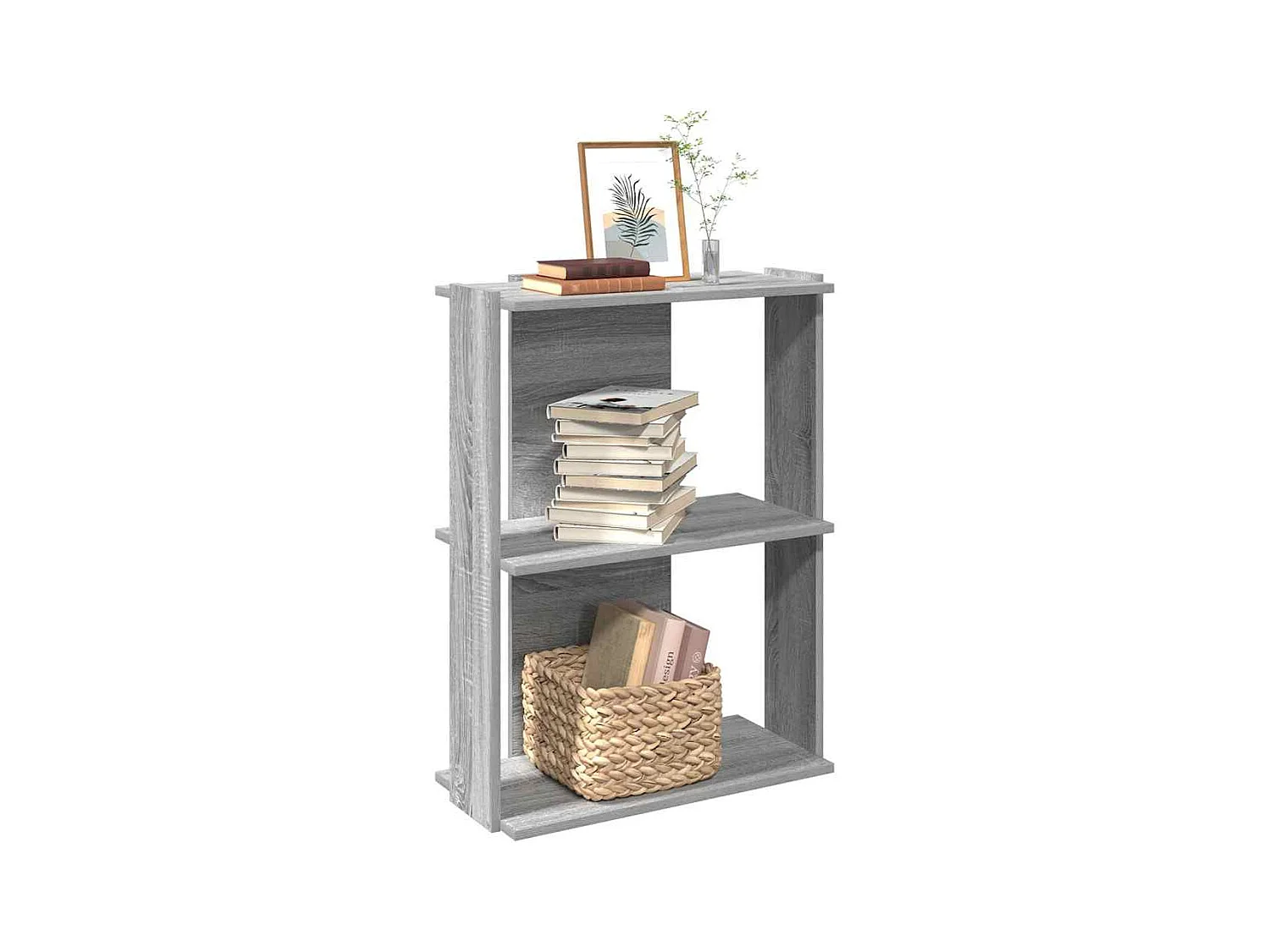 Libreria a 3 ripiani Sonoma Grey 60x30x80cm in legno ingegnerizzato