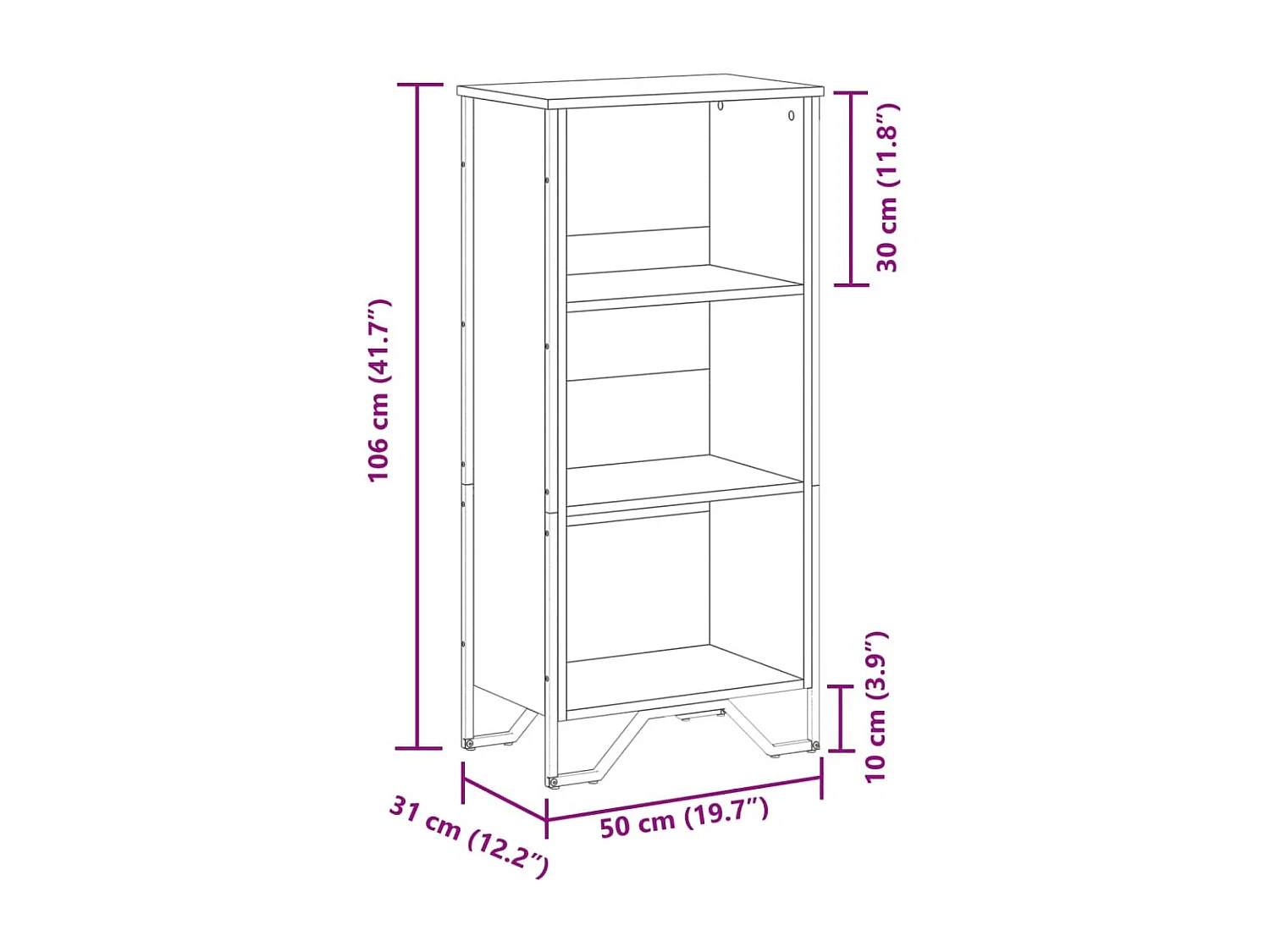 Libreria Sonoma grigia 50x31x106 cm in legno ingegnerizzato