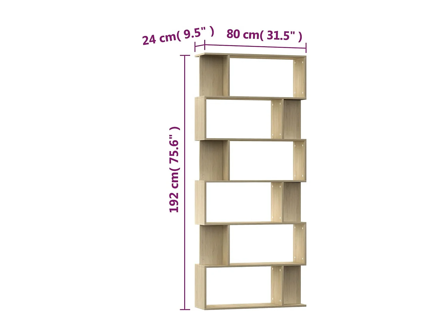 Libreria/divisorio per ambienti in legno ingegnerizzato Sonoma Oak