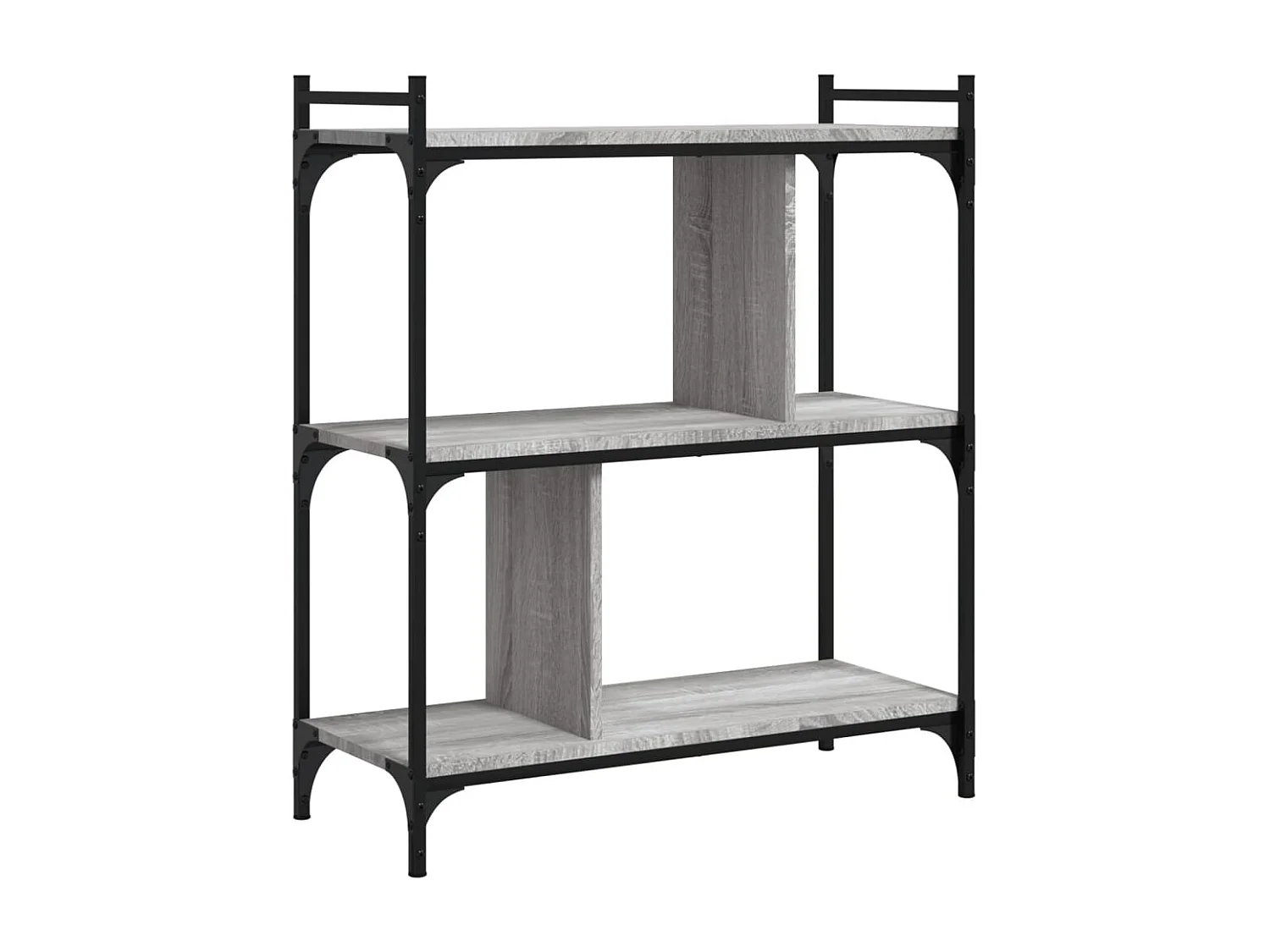 Bibliothèque 3 niveaux sonoma gris 76x32x88cm bois d'ingénierie