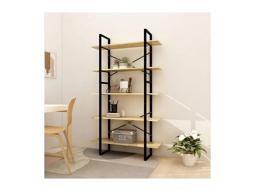 Boekenkast met 5 niveaus 100x30x175 cm Dennenhout